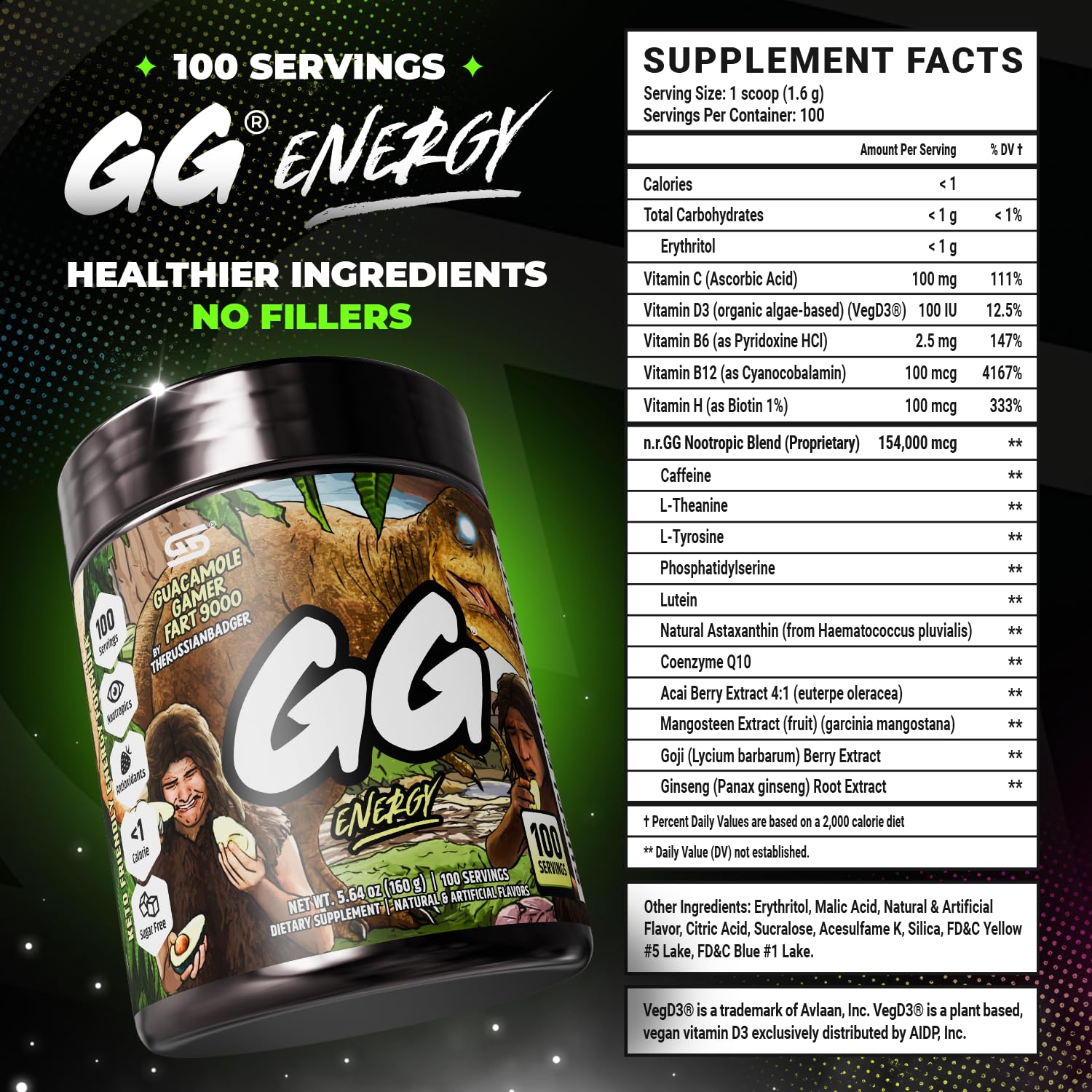 Gamer Supps en escritorio de juego en uso, beneficio energía durante sesiones