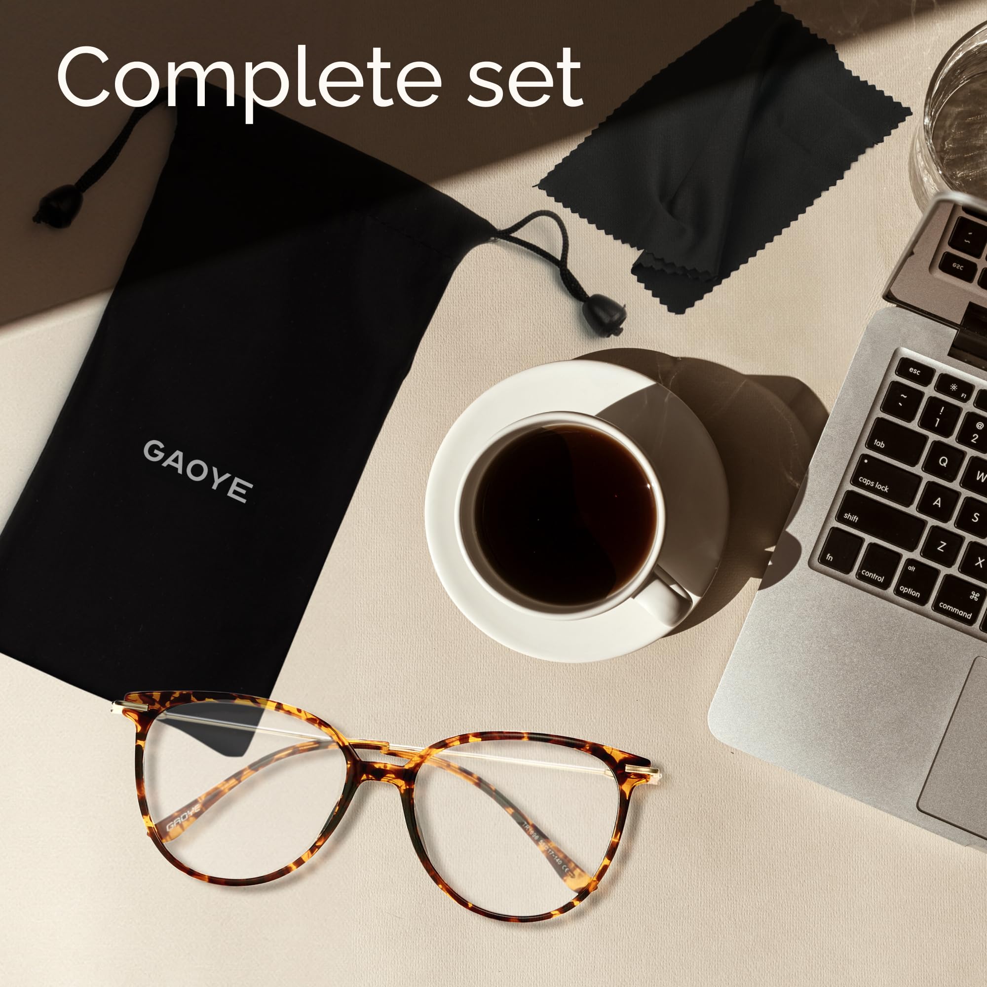 Gaoye gafas sobre escritorio, mejora la comodidad durante trabajo