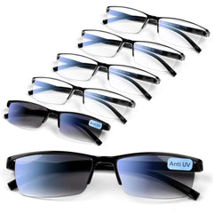 Gaoye vista frontal del pack de seis gafas lectoras con variedad de estilos y beneficios
