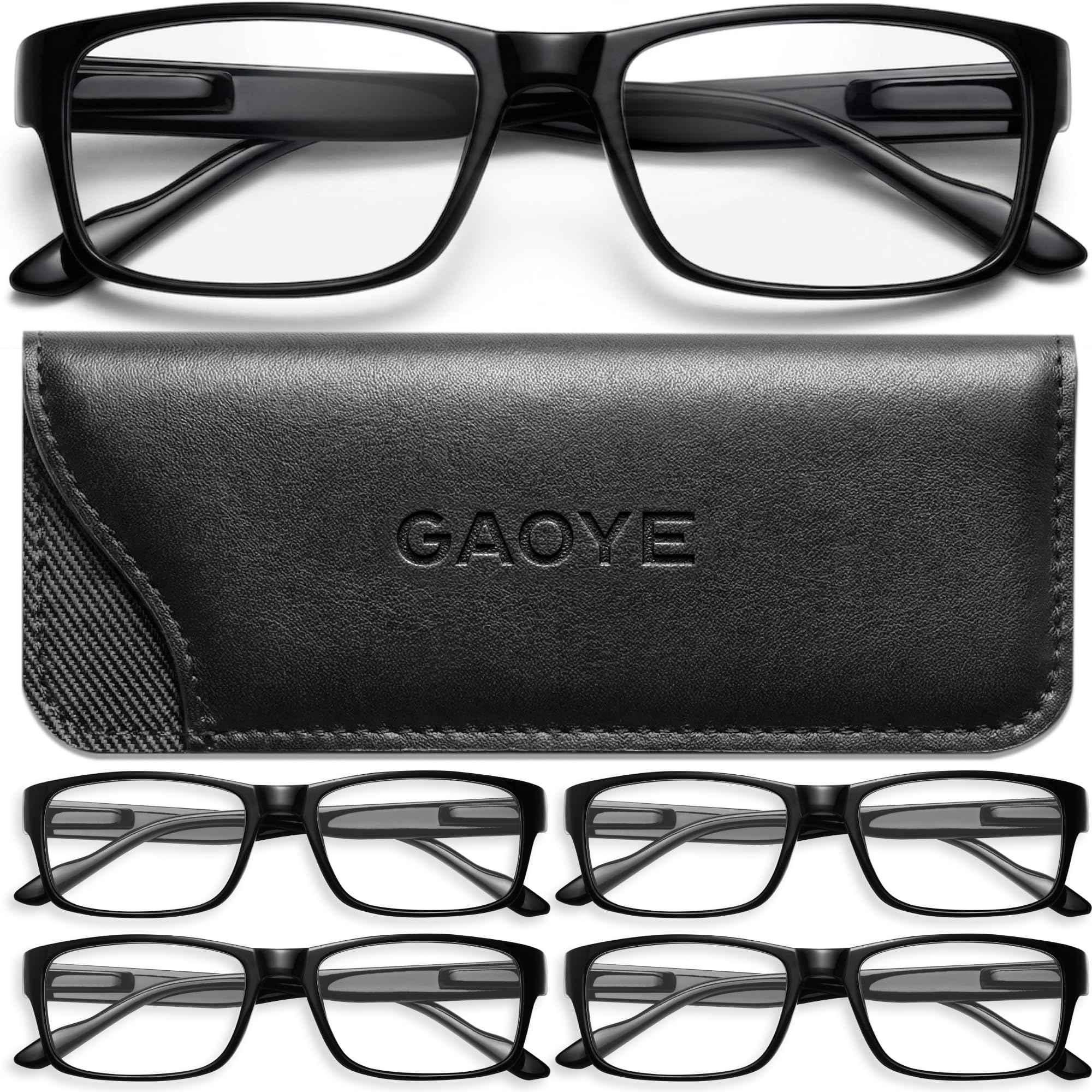 Gaoye vista frontal del pack de cinco gafas, versatilidad inmediata