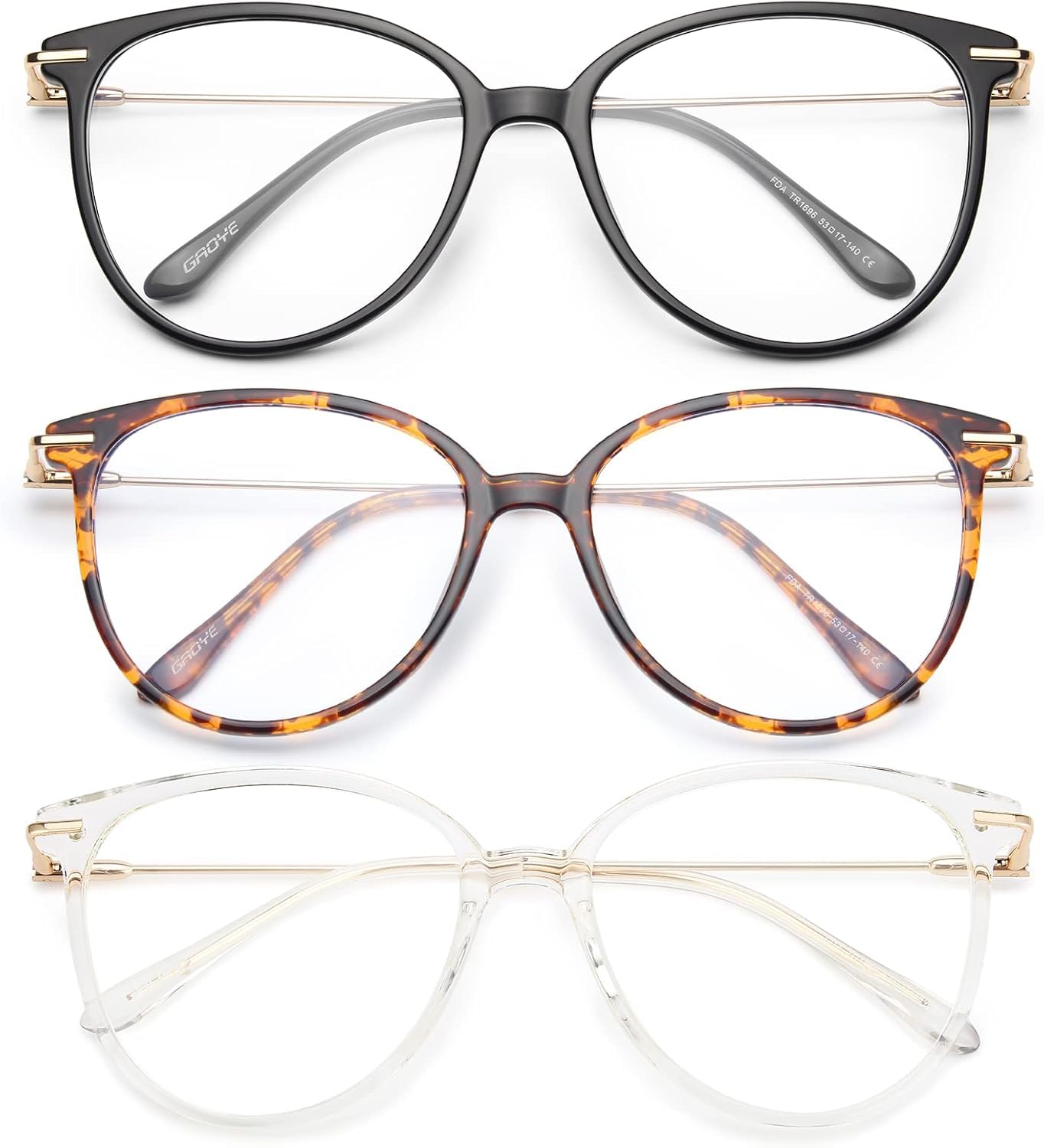 Gaoye gafas redondas frontal muestra diseño y ligereza