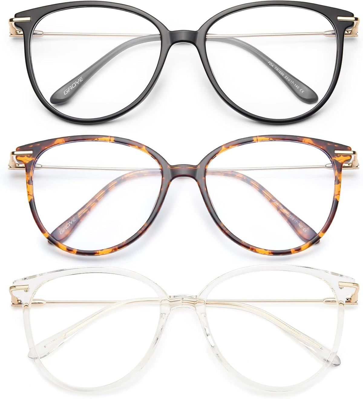 Gaoye gafas redondas frontal muestra diseño y ligereza