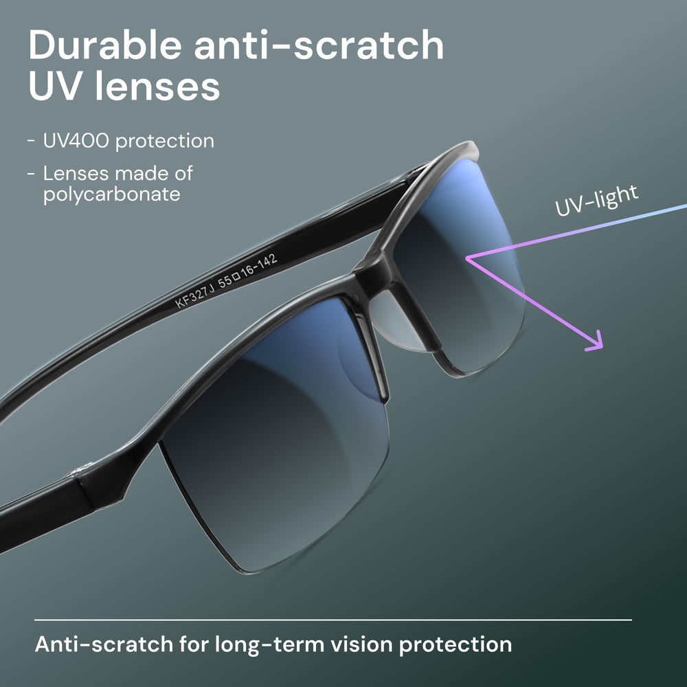 Gaoye usuario frente a ordenador usando gafas con filtro blue light para menos fatiga