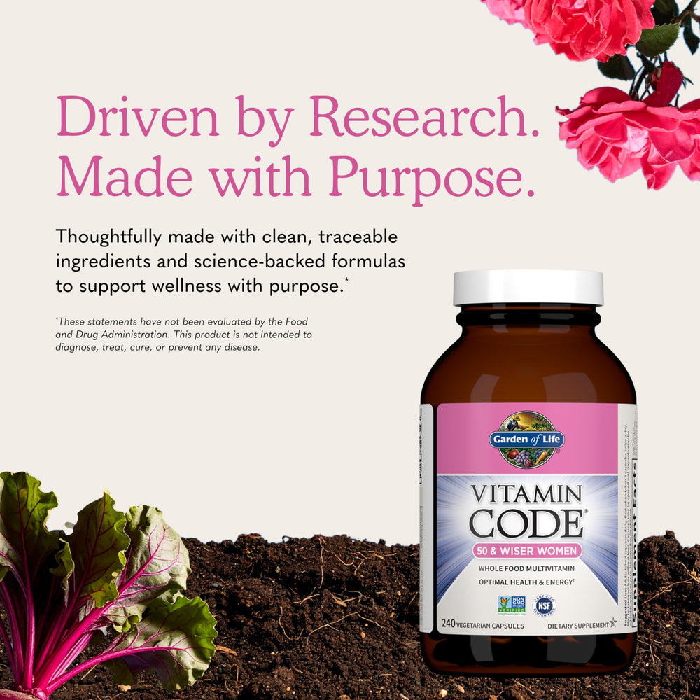 Frasco Garden of Life junto a regla para comparativa de tamaño y cantidad