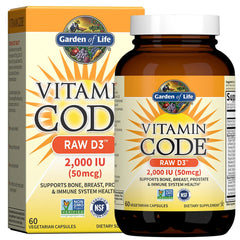 Garden of Life frasco frontal mostrando etiqueta y beneficios
