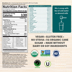 Garden of Life etiqueta con certificaciones USDA Organic y Non-GMO para confianza