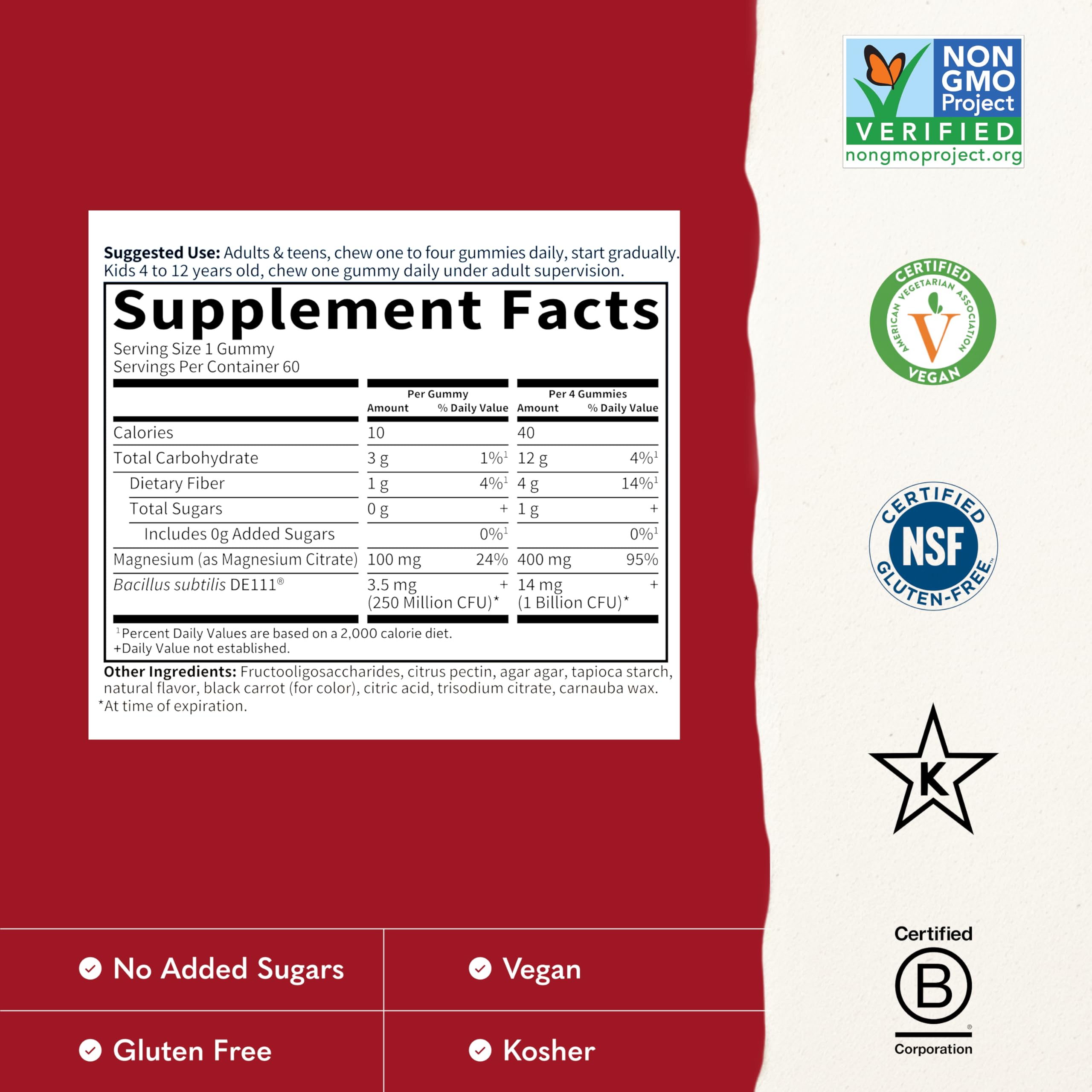 Etiqueta Garden of Life con información nutricional y beneficios claros