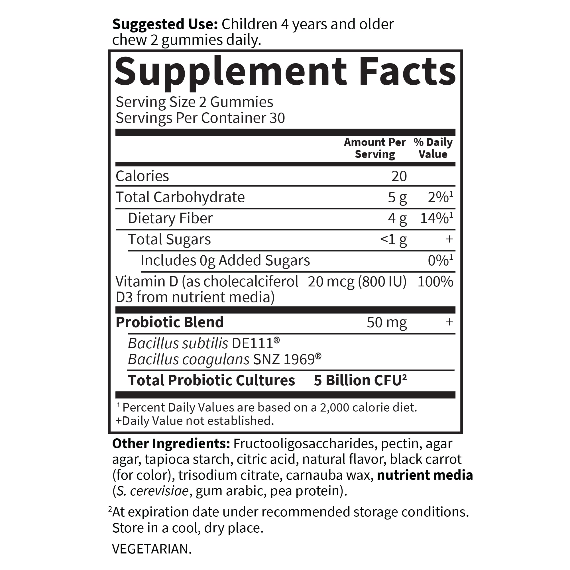 Garden of Life etiqueta con ingredientes, probióticos y certificaciones legibles