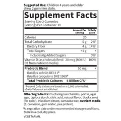 Garden of Life etiqueta con ingredientes, probióticos y certificaciones legibles