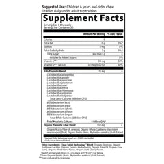 Garden of Life etiqueta con lista de 14 cepas y vitaminas, transparencia de ingredientes