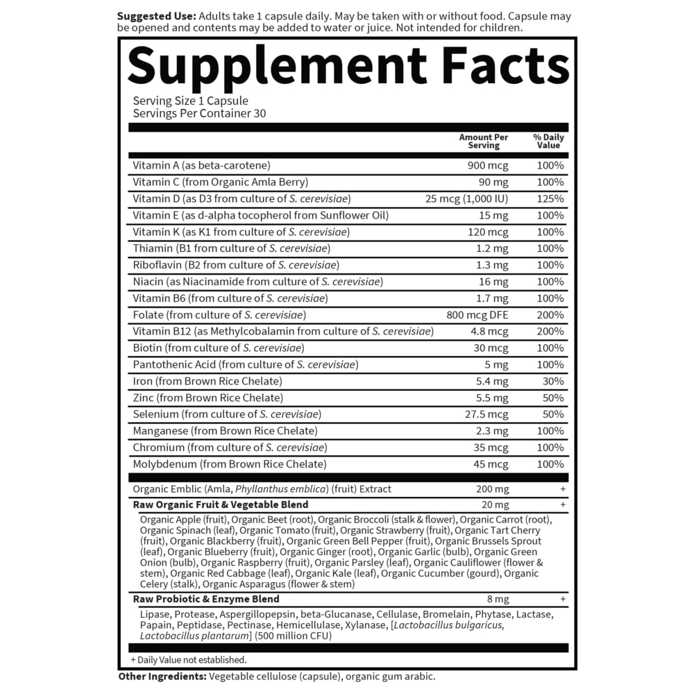 Garden of Life etiqueta nutricional ampliada con información clara