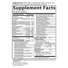 Garden of Life etiqueta nutricional en primer plano mostrando ingredientes clave