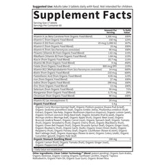 Garden of Life etiqueta nutricional destacando folato, D3 y hierro clave