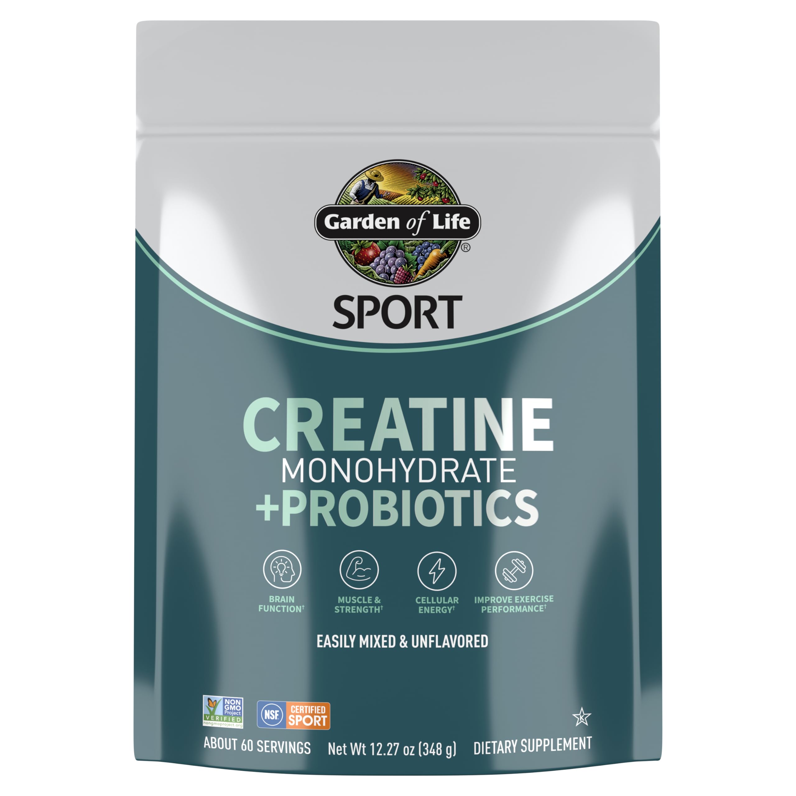 Garden of Life envase frontal mostrando marca y beneficio de fuerza