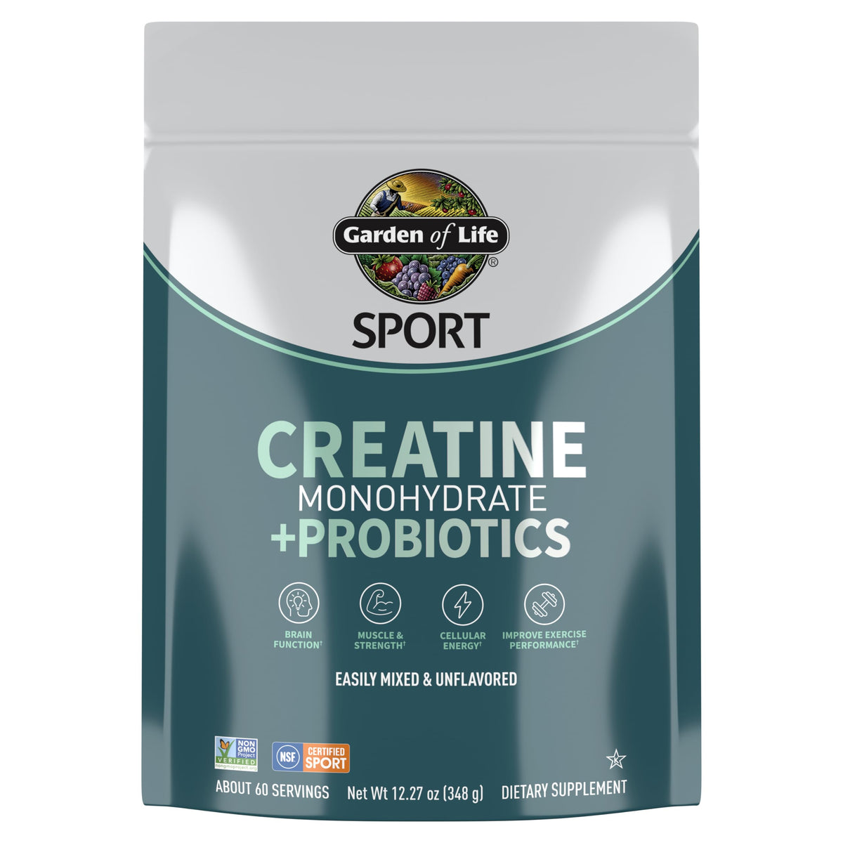 Garden of Life envase frontal mostrando marca y beneficio de fuerza