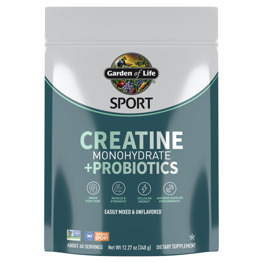 Garden of Life envase frontal mostrando marca y beneficio de fuerza
