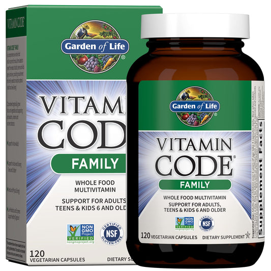 Garden of Life envase frontal Family multivitamínico fácil identificación