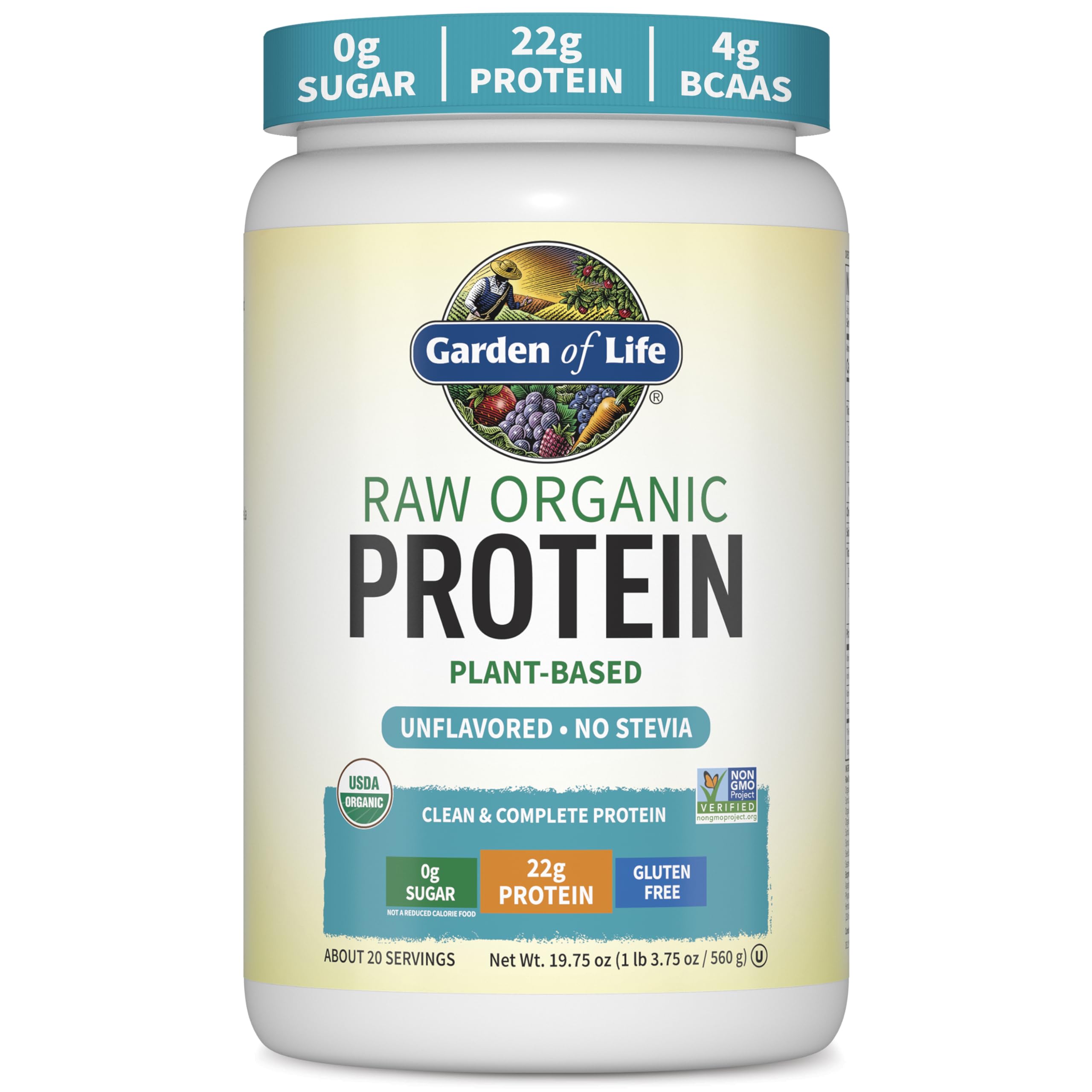 Garden of Life envase frontal mostrando el producto y beneficios claros