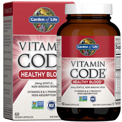 Garden of Life paquete frontal mostrando hierro vegano y beneficios