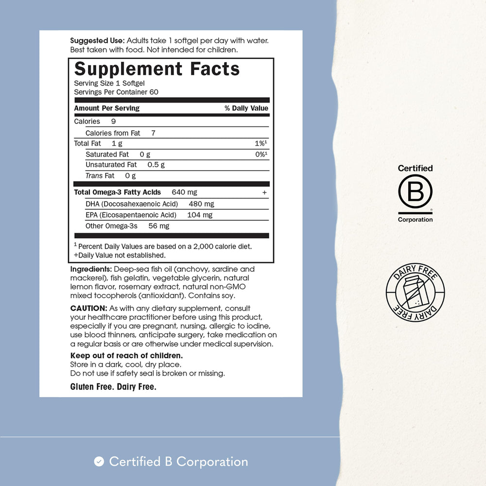 Garden of Life envase abierto con softgels visibles, control de dosis sencillo