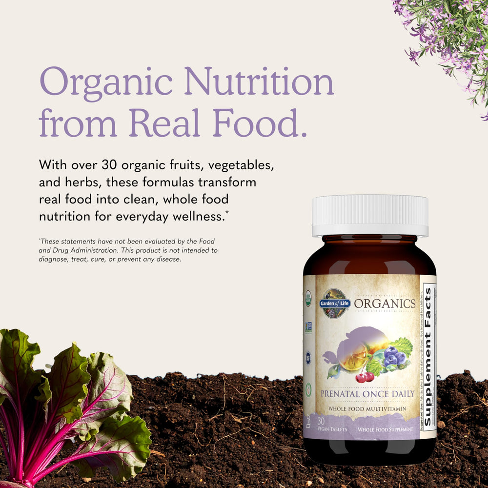 Garden of Life etiqueta nutricional legible con listado de vitaminas
