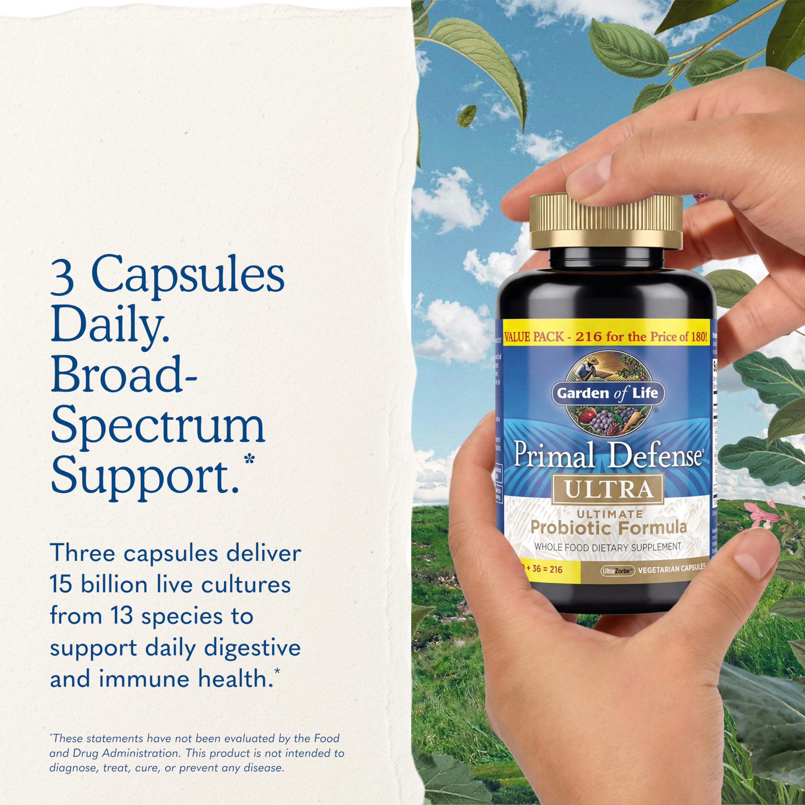 Garden of Life ingredientes clave como Bacillus y Saccharomyces en foco