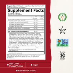 Garden of Life etiqueta con información nutricional transparencia en ingredientes