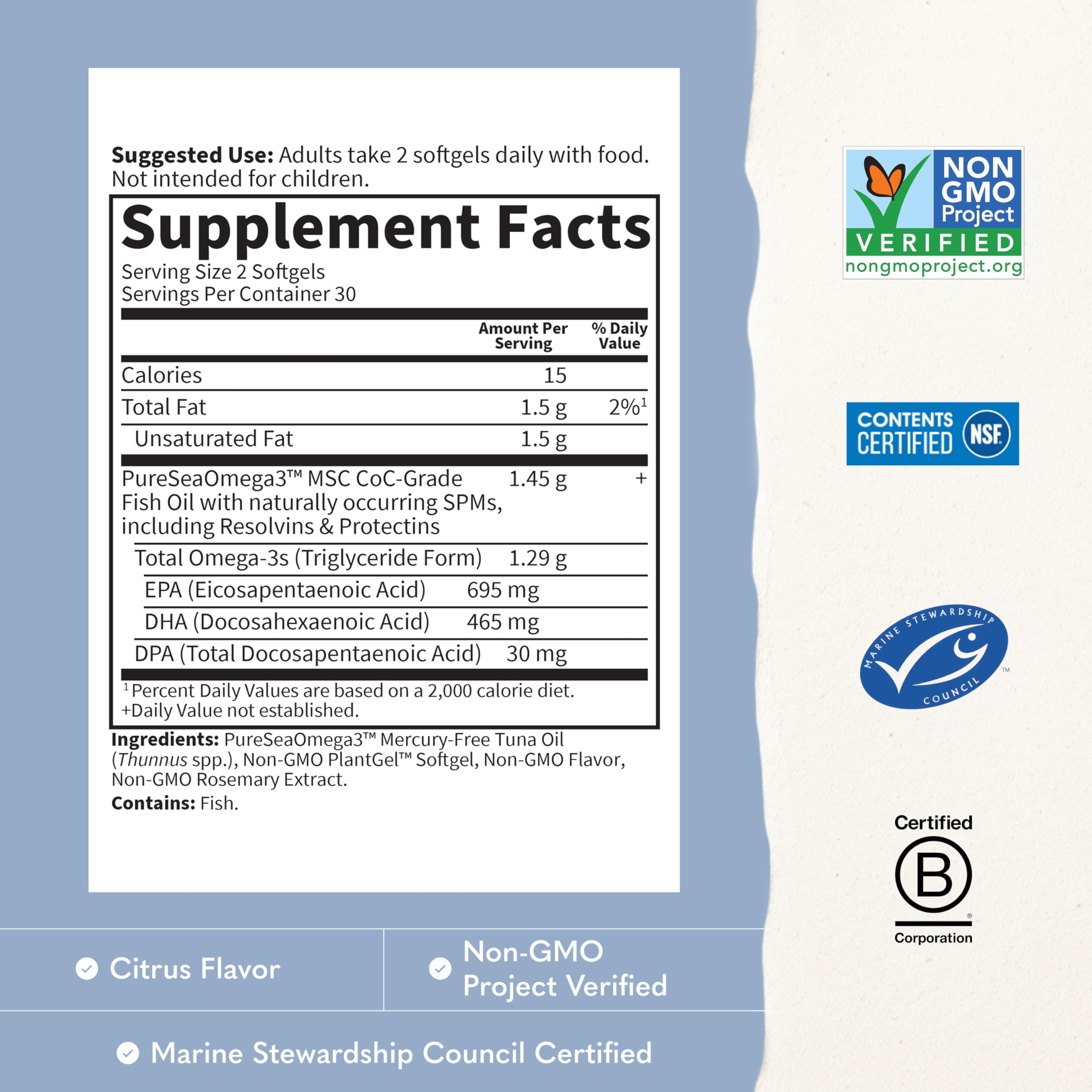 Garden of Life dos softgels en mano para comparar tamaño