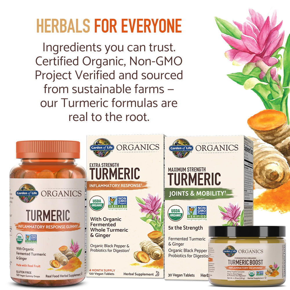 Tabletas Garden of Life sobre mesa junto a ingredientes naturales