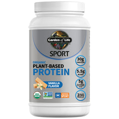 Garden of Life envase frontal de proteína vegana vainilla, muestra claridad y confianza