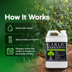 Garlic Barrier galón en mano para comparar volumen y cobertura