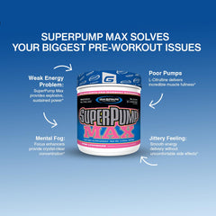 Comparativa de tamaño del envase Gaspari SuperPump MAX frente a botella de agua para escala