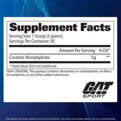 GAT SPORT polvo micronizado de creatina vista en primer plano y textura fina
