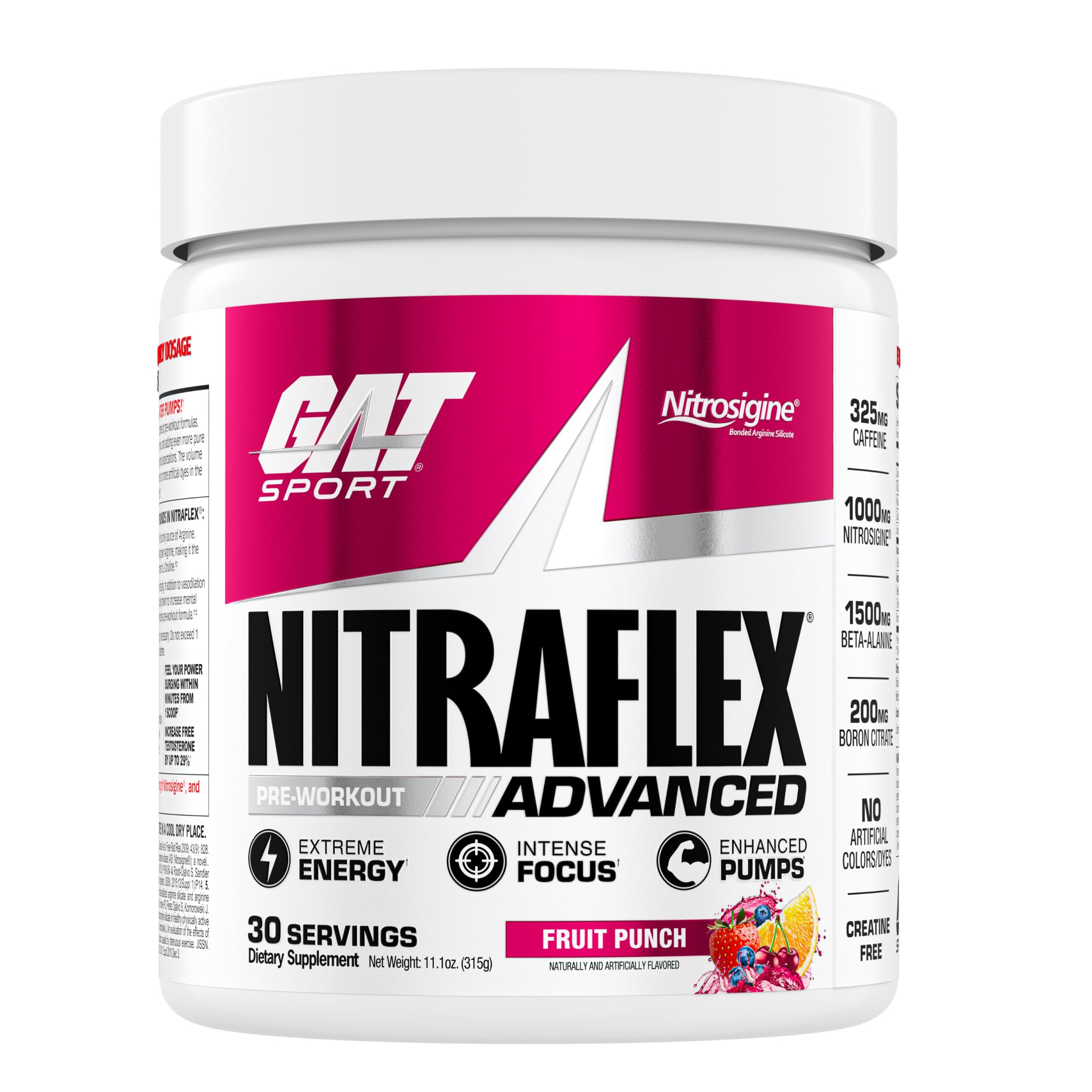 GAT SPORT tarro frontal mostrando etiqueta y beneficios visibles