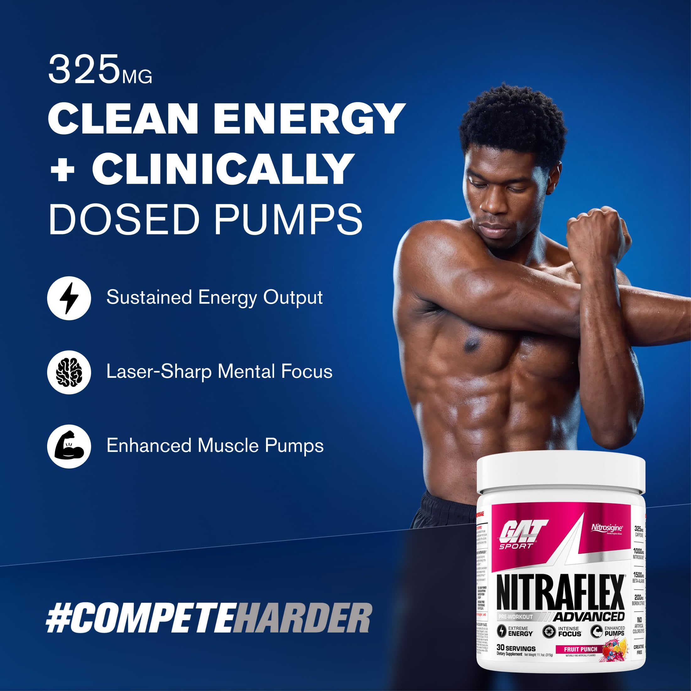 GAT SPORT detalle de etiqueta con lista de ingredientes clave