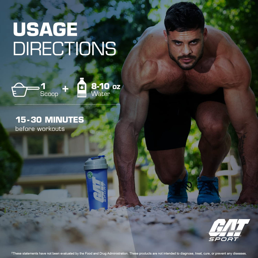 GAT SPORT envase junto a una mano para comparar tamaño real