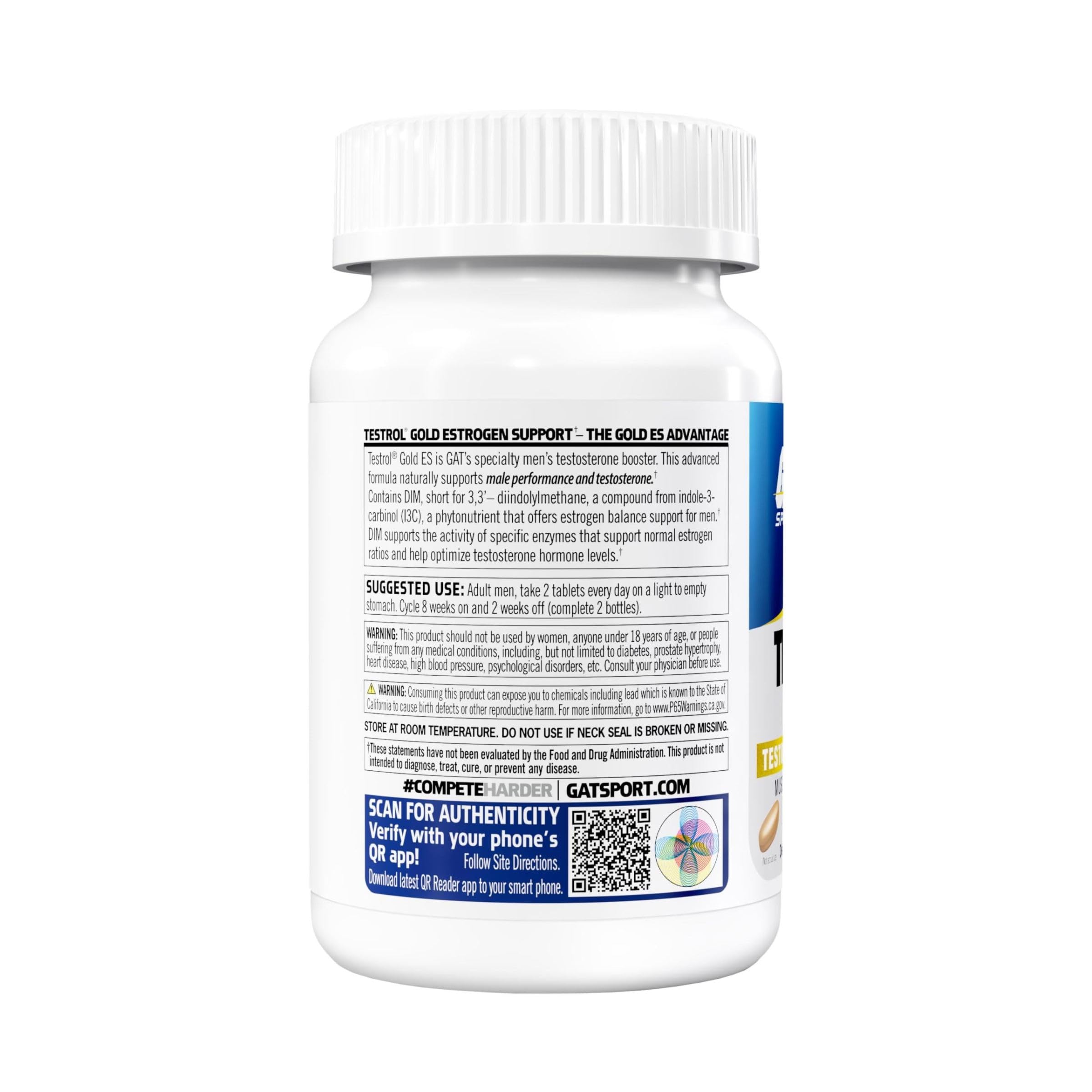 GAT SPORT Testrol Gold ES ingredientes en primer plano para transparencia