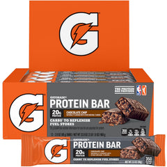 Gatorade paquete frontal de barras chocolate chip muestra contenido y conveniencia