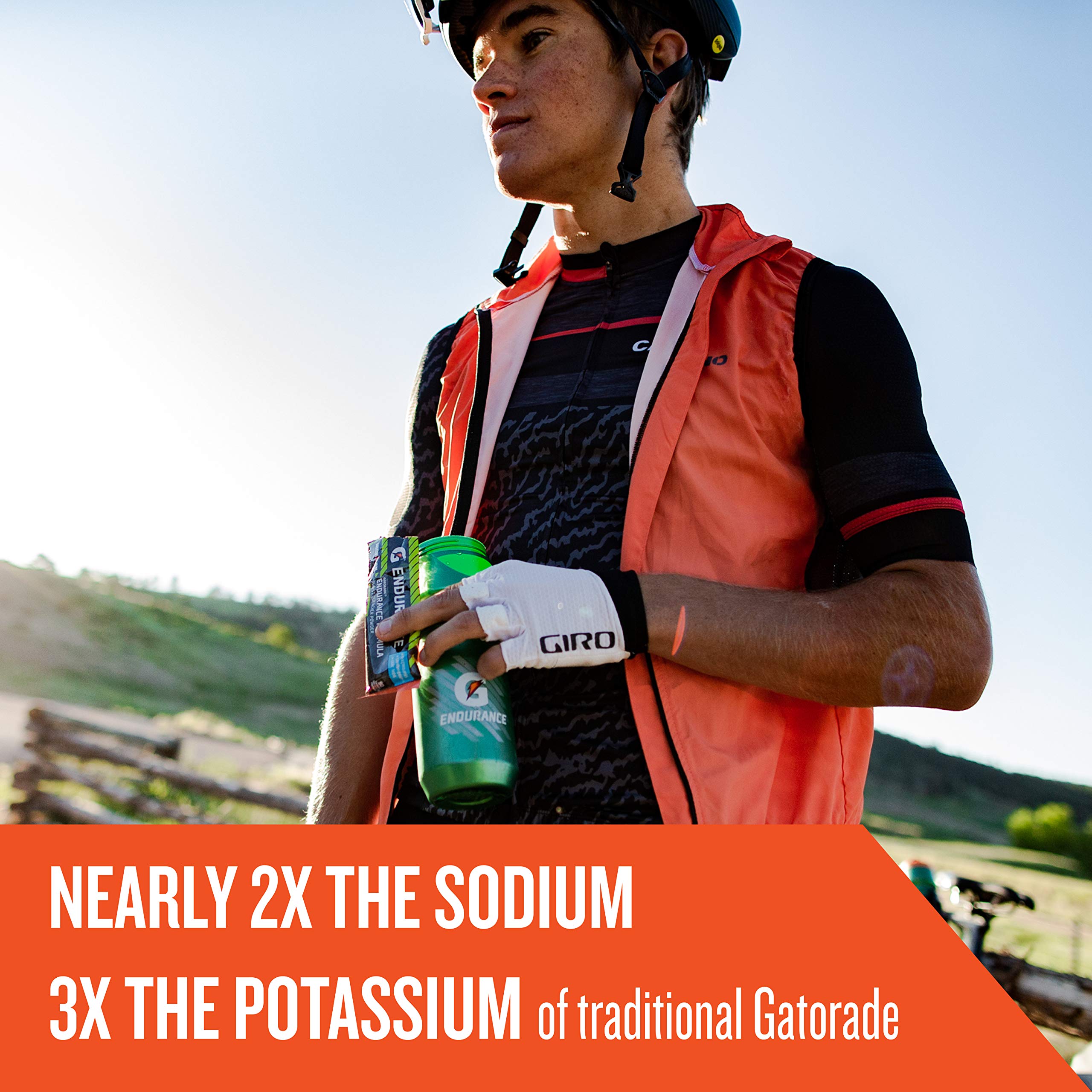 Etiqueta nutricional de Gatorade Endurance mostrando sodio y potasio, marca informativa