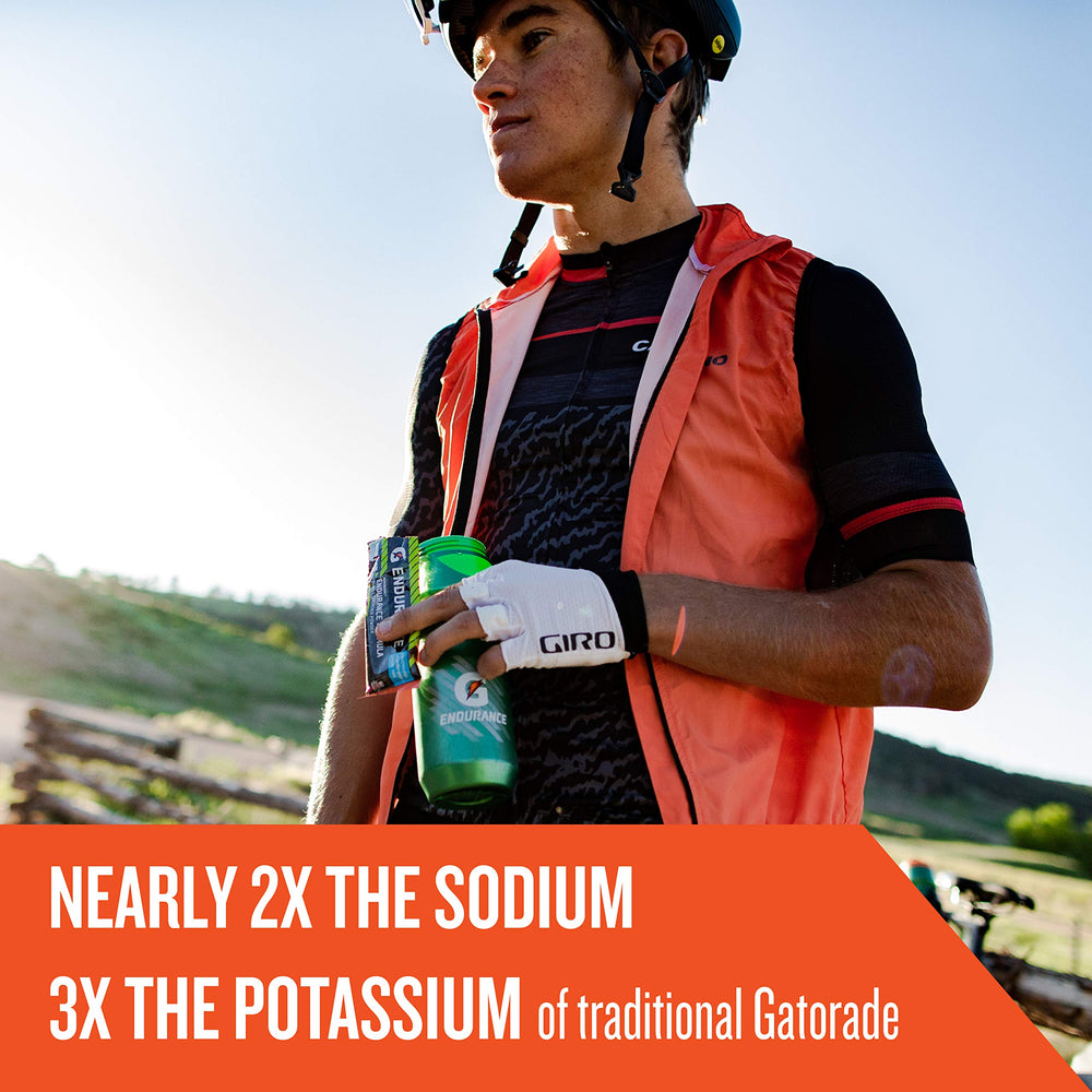 Etiqueta nutricional de Gatorade Endurance mostrando sodio y potasio, marca informativa