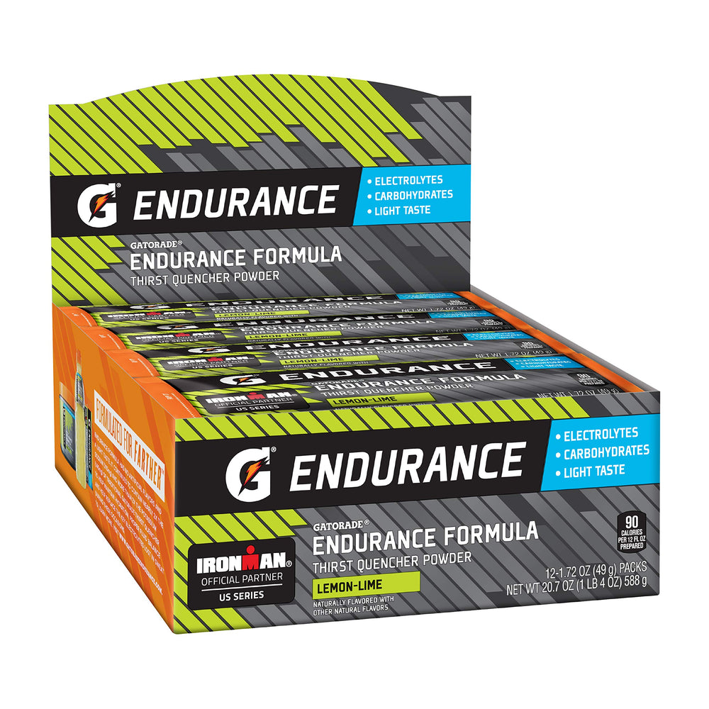 Gatorade Endurance sobre visto de lado para ver tamaño y formato portátil