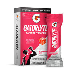 Gatorlyte empaque frontal strawberry kiwi mostrando beneficios y sabor