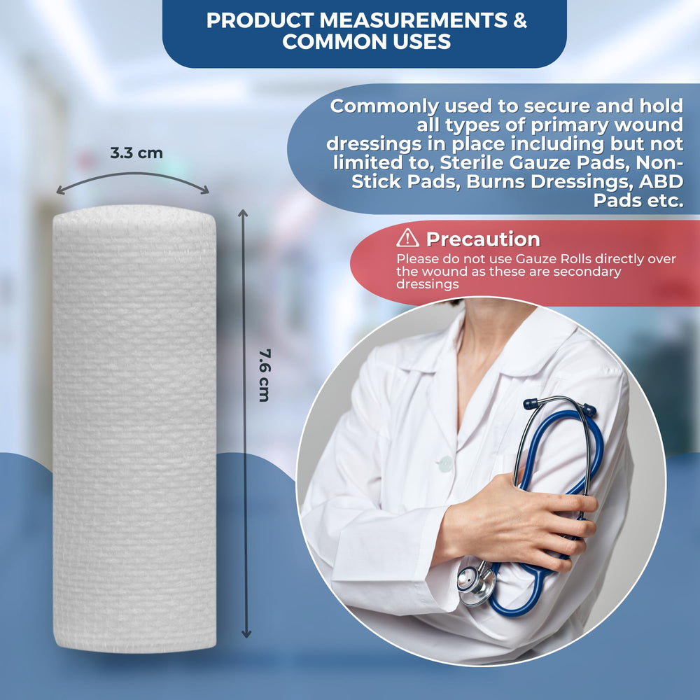 Gauze Care comparación de tamaño en manos para escala práctica