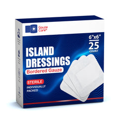 Gauze Care empaque frontal mostrando 25 unidades y sello estéril