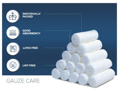 Gauze Care primer plano de la textura sin pelusa que evita residuos