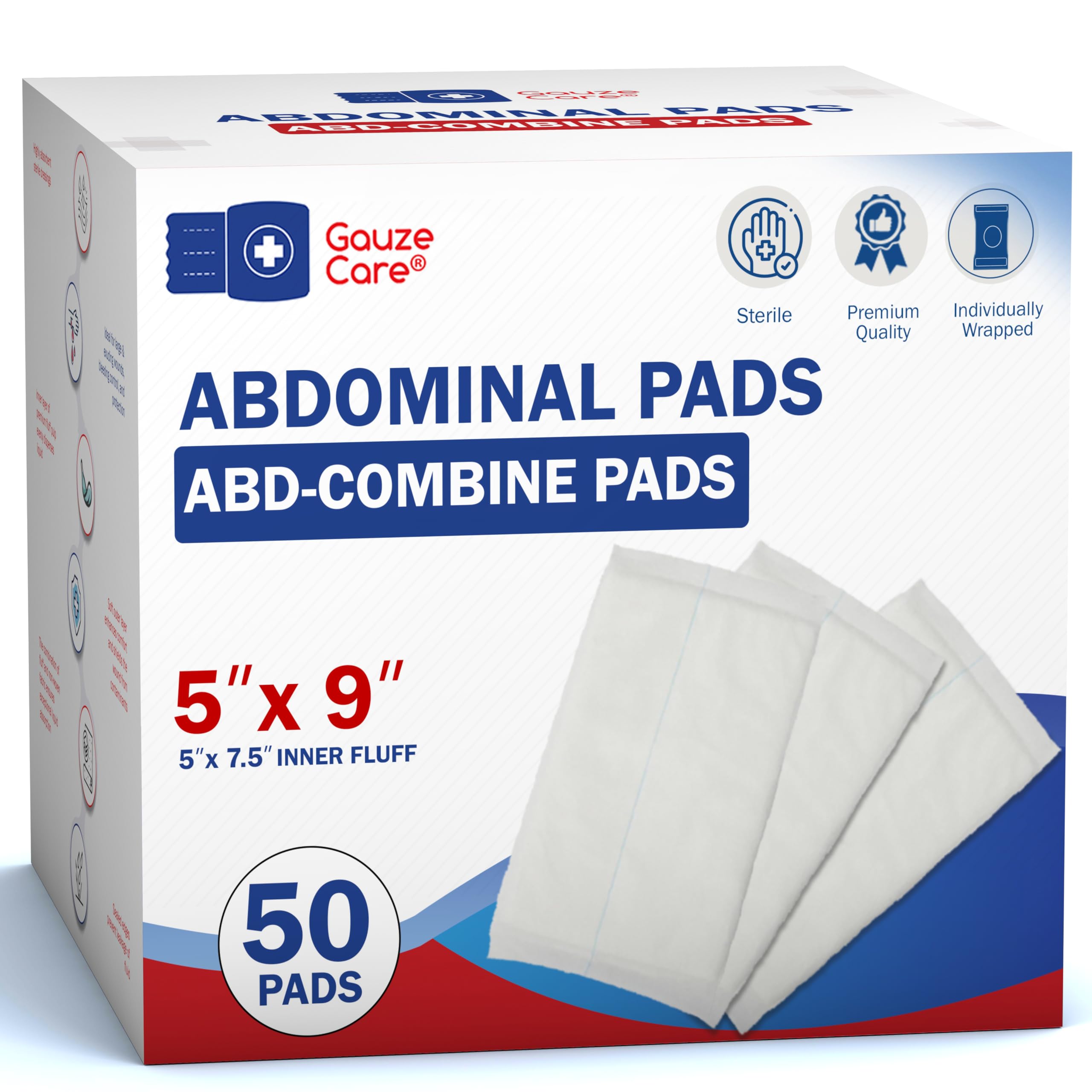 Gauze Care vista frontal del pad esteril, protección y absorción