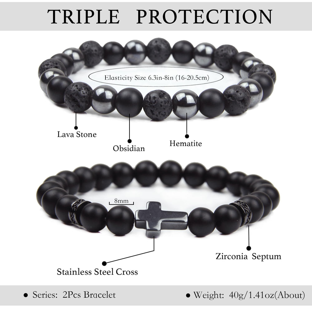 GDLKPYHS primer plano de cuentas de obsidiana y ónix mostrando acabado pulido