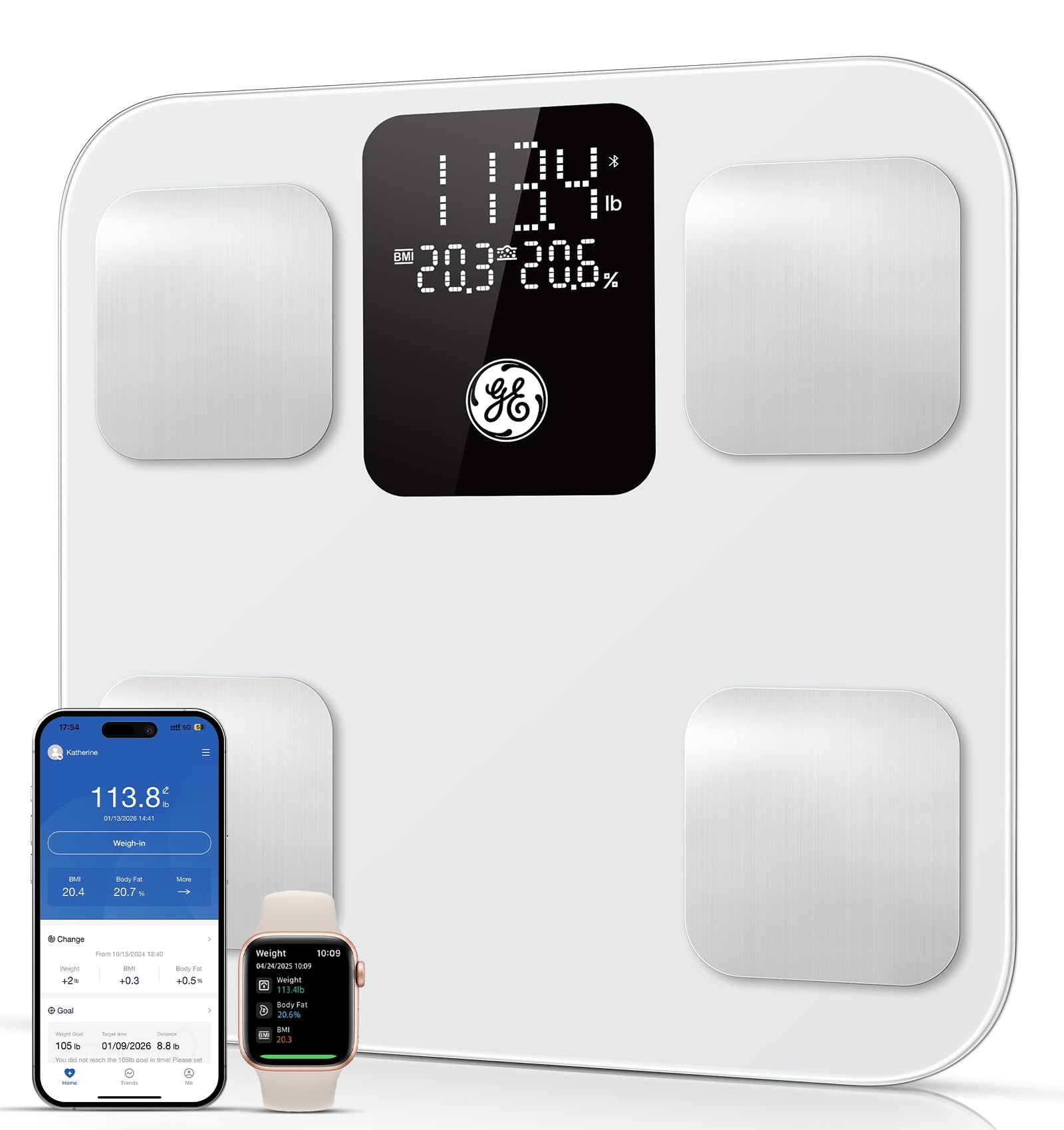 GE báscula frontal con pantalla LED grande y lectura clara