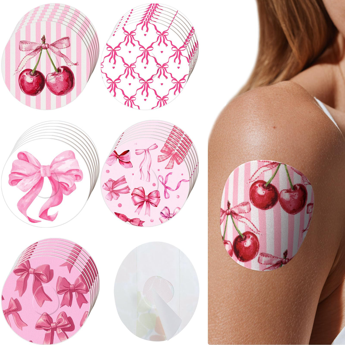 Geiserailie parche frontal del paquete mostrando diseño flores y lazo, retención segura
