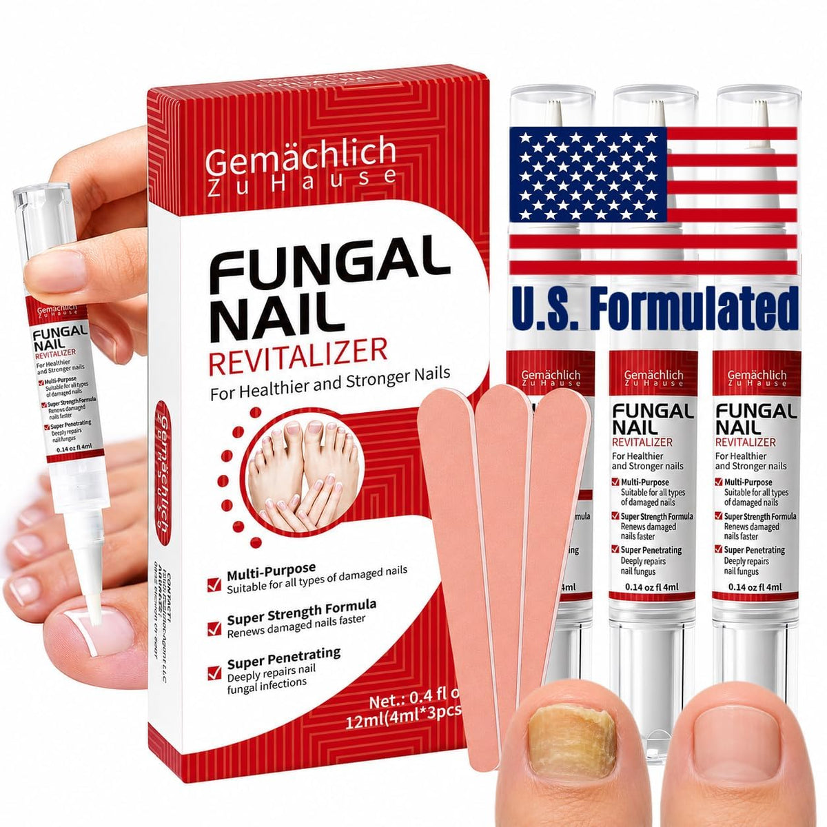 Gemächlich ZuHause frente del empaque mostrando el pack de 3 bolígrafos y beneficios